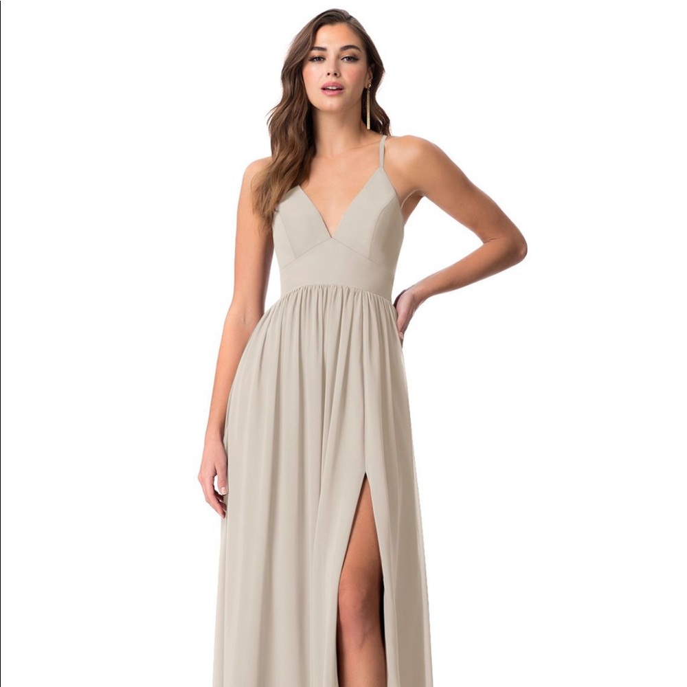 NWT taupe Azazie aadia bridesmaid dress.